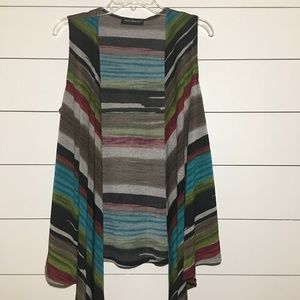 Travel Elements Stripped Vest Green Brown Red Grey